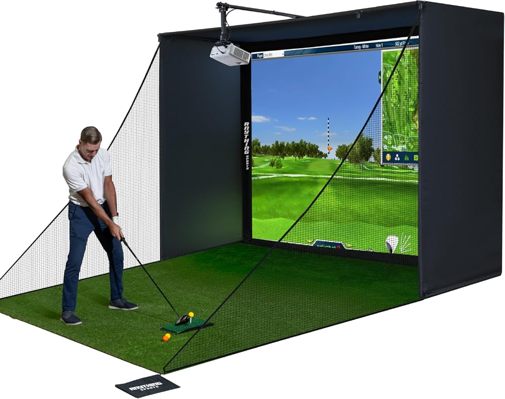 Complete Golf Simulator Enclosure Package with 4K Impact Screen, Black