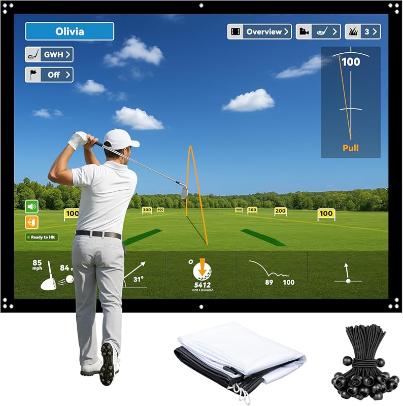 ZEALFEEL 9x7ft Golf Simulator Impact Screen