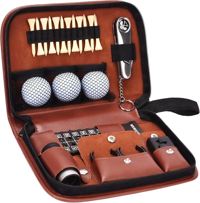 Jiskan Premium Golf Accessories Gift Set with Hard Case, Rangefinder, 