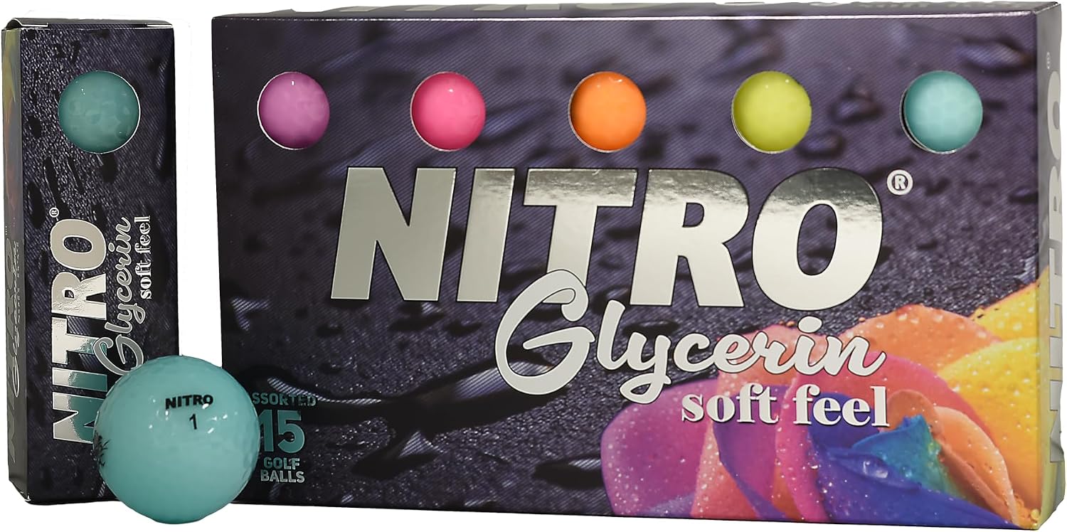 NITRO Golf Glycerin 15 Ball Pack Premium Distance Golf Balls High Ener